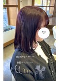 顔まわりレイヤー×ワインレッド