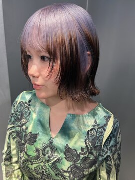 ペレ 梅田(PELE) ホワイトグレージュ/デジタルパーマ/チェリーブラウン