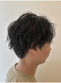 メンズセンターパート×ウェーブパーマ