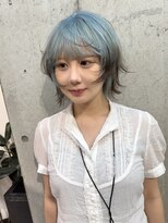ラニヘアサロン(lani hair salon)&nbsp;シャギーウルフ/水色/エンドカラー/ブリーチ/段カット