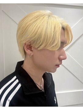 ブラウン(Brown) メンズショートウルフ×ブロンドカラー