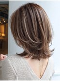 ミディアムレイヤー白髪染め白髪ぼかしカラー 40代50代60代