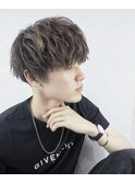 波巻きスパイラルハイライト　アップバング　新宿　メンズパーマ