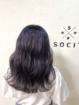 ヘアーアンドスパソシット(HAIR&SPA SOCIT) ミディアム×ラベンダーグレー