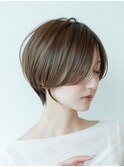 ショートボブオリーブベージュ20代30代大人かわいい美髪小顔