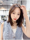 韓国ボブ/切りっぱなし/小顔/前髪/白髪ぼかし/髪質改善