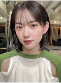 切りっぱなしボブナチュラルボブミディアム前髪縮毛矯正表参道