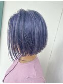 ラベンダー×前下がりボブ