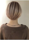 ピンクベージュショートボブ　担当　濱口