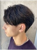 センターパートメンズマッシュパーマニュアンスパーマ刈り上げ