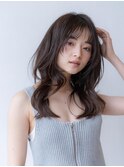 大人かわいい前髪セシルカットココアブラウンフリンジウェーブ