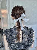 【ローポニーテール】編みおろし/結婚式/二次会/同窓会/銀座