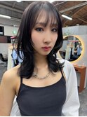 黒髪ボブルフネビージュ小顔ワンレン