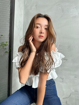 ラフィス ヘアー ロブ 福山駅家店(La fith hair lov.) 【La fith】キャラメルブラウン×ゆるふわロング