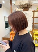 切りっぱなしボブ/ミニボブ/丸くないボブ/ヘーゼルベージュ