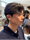 メンズパーマダウンパーマセンターパート刈り上げなし