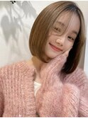 柔らかベージュの切りっぱなしボブ（新潟/万代）