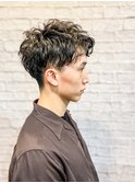 2ブロック6mm刈り上げメンズマッシュ、スパイラルMIXパーマ