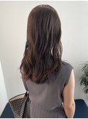 ウェーブ巻き シアーカラー ブラウンカラー