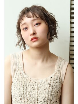 キャンパス(CANPUS) ショートボブ×オンバング×パーマ×ハイライトで垢抜けショート