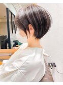 絶壁解消×マロンベージュ×40代×前髪長め大人ショートボブ永