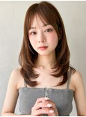 エアリーカールくびれヘア斜めバング薄めバングイメチェン