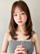 キリ 表参道(kyli) エアリーカールくびれヘア斜めバング薄めバングイメチェン