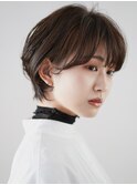 切りっぱなしショート・ボブ/絶壁解消/前髪なし/20代/30代/面長