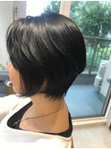 エアリーミディ、ショートパーマ、黒髪カタログ
