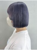 ブルーラベンダー_グレージュカラーボブウルフ_ba404131