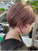 ショートボブダブルカラーハイトーンボブミルクティーベージュ