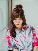 ハーフアップ×お団子