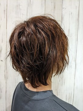 アース 三田南ウッディタウン店(HAIR&MAKE EARTH) 20代30代40代くせ毛風パーマウルフショート小顔抜け感　9/3