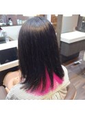 10代20代インナーカラーピンク×黒髪暗髪×ナチュラルモード