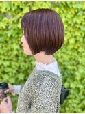 #赤みブラウン#ショートボブ