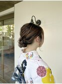 浴衣着付け×サイドシニヨン