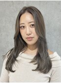透明感カラーアッシュグレージュレイヤーカット髪質改善韓国