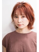 リジョイスヘア(REJOICE hair) 【REJOICE hair】ミディアムボブ×パンキッシュオレンジ