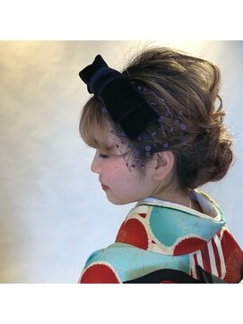 着物スタイル リボンチュールでモダンレトロな成人式セット L フルールドソレイユ Fleur De Soleil のヘアカタログ ホットペッパービューティー