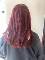 ヘアーメイクパウダー 天王寺寺田町店(Hair make powder) 小顔前髪ワンカールレイヤーカット黒髪チェリーレッドボブウルフ