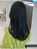 小顔前髪ワンカールくびレイヤーカット黒髪グレージュ