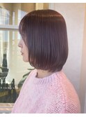 ボブ　ミルクティーベージュ　艶髪　髪質改善カラー　ショート