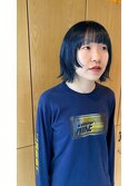 レイヤーボブ×色落ちも綺麗なネイビーカラー
