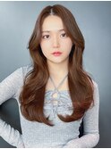 美髪韓国ヘア顔周りレイヤーくびれヘア_F30073
