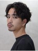 原宿シャドウパーマスパイラルパーマメンズカットセンターパート