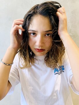 アイティー バイ アルバム 中野店(IT by ALBUM) ウェーブスタイル_オリーブカラー_37936