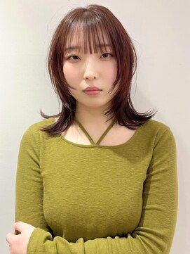 アイウィル(Ai WilL) 暗めカラー  ピンクベージュ 前髪カット ミディアムレイヤー