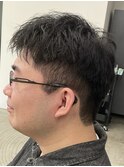 フェザーパーマ/グレーブルーカラー/刈り上げショートパンク