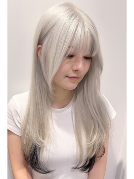 ステア ケース(stair case) ホワイトブロンド×エンドカラーブラック×韓国レイヤー