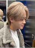 メンズミルクティーベージュコンマヘアアッシュグレージュカラー